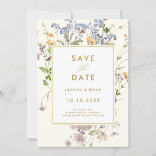Colourful Pretty Spring Wildflower Meadow Garden  Save The Date
