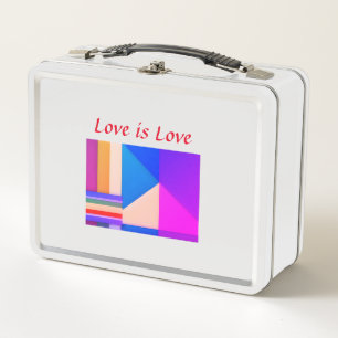 Colourful pride month gay LGBTQ love add name tex Metal Lunch Box