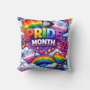 Colourful Pride Month Rainbow and Unicorn Art Cushion