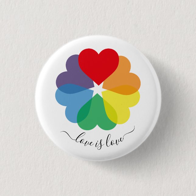 Colourful Pride Rainbow Hearts 3 Cm Round Badge (Front)