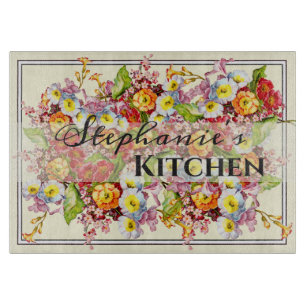 Colourful Primroses Cute Floral Spring Personalise Cutting Board