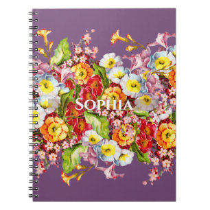 Colourful Primroses Cute Floral Spring Personalise Notebook