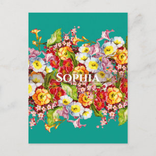Colourful Primroses Cute Floral Spring Personalise Postcard