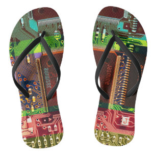Colourful Printed Circuit Board Personalised Geeky Thongs