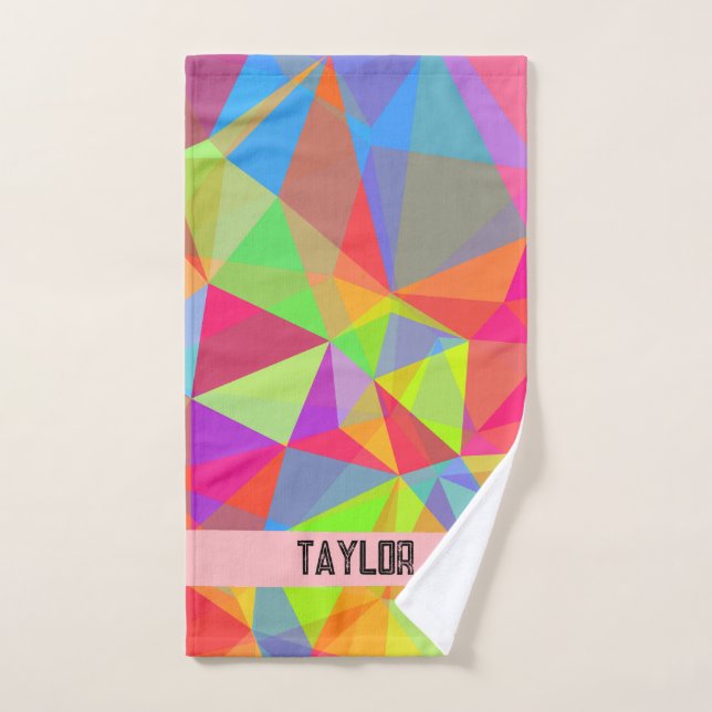Colourful Prism Geometric Kaleidoscope Rainbow Hand Towel (Hand Towel)