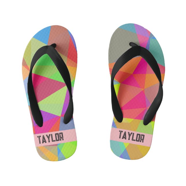 Colourful Prism Geometric Kaleidoscope Rainbow Kid's Thongs (Footbed)