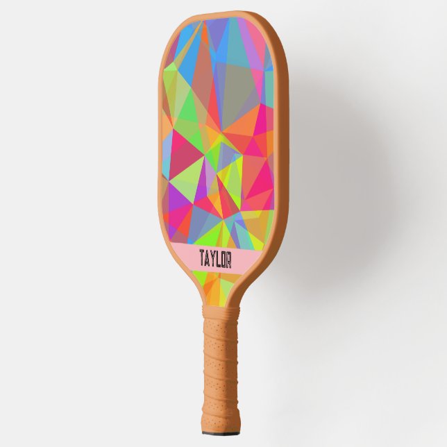 Colourful Prism Geometric Kaleidoscope Rainbow Pickleball Paddle (Left)