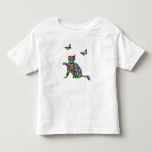 Colourful Prismatic Cat & Butterflies Toddlers Tee