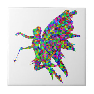 Colourful Prismatic Fairy Holding Out a Wand Ceramic Tile