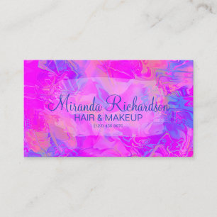 Colourful Professional Pink Holographic Modern  Business Card