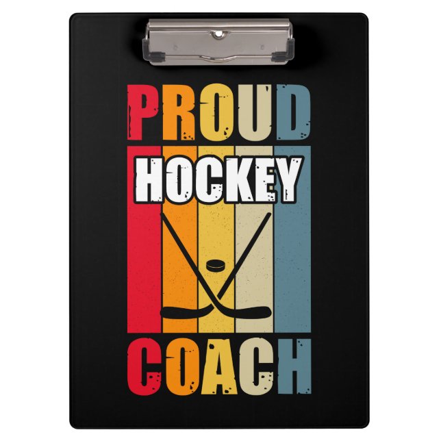 Colourful Proud Hockey Coach Clipboard (Front)