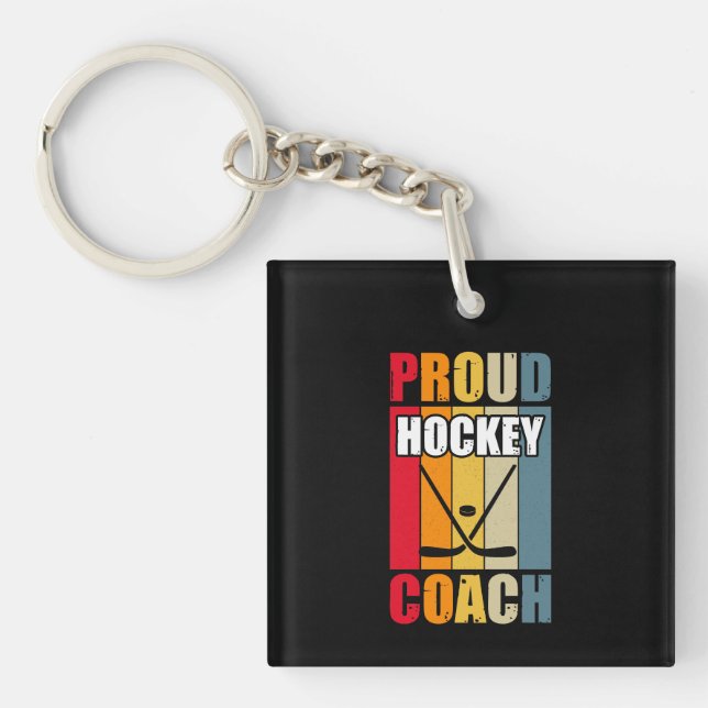 Colourful Proud Hockey Coach Key Ring (Front)