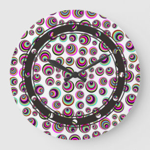Colourful Psych Spots + your background & idea Large Clock