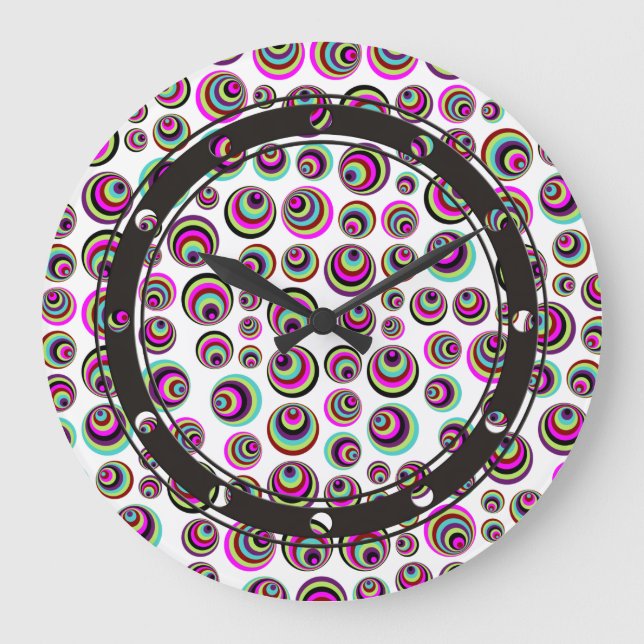 Colourful Psych Spots + your background & idea Large Clock (Front)