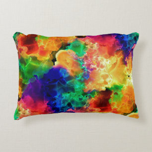 Colourful Psychedelic Abstract Rainbow Decorative Cushion