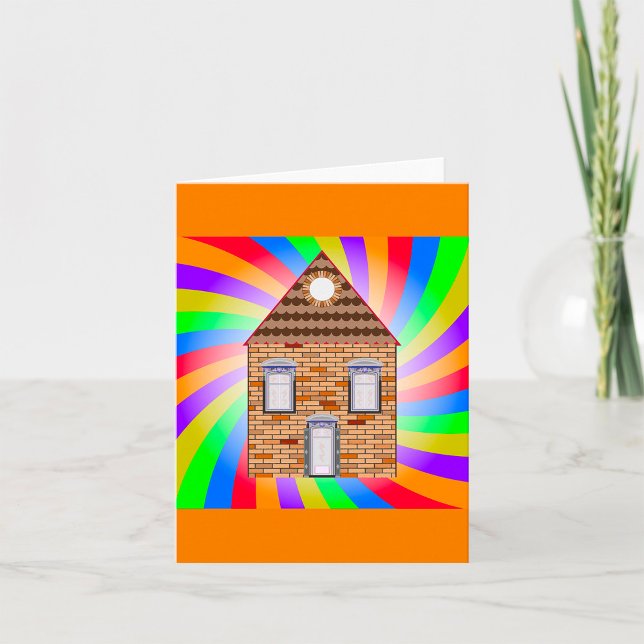 Colourful Psychedelic Brick House Rainbow Design Card (Creator Uploaded)