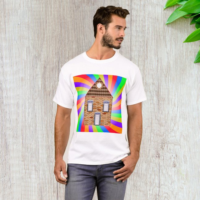 Colourful Psychedelic Brick House Rainbow Design T-Shirt (Creator Uploaded)