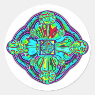 Colourful psychedelic bubble universe v1 classic round sticker