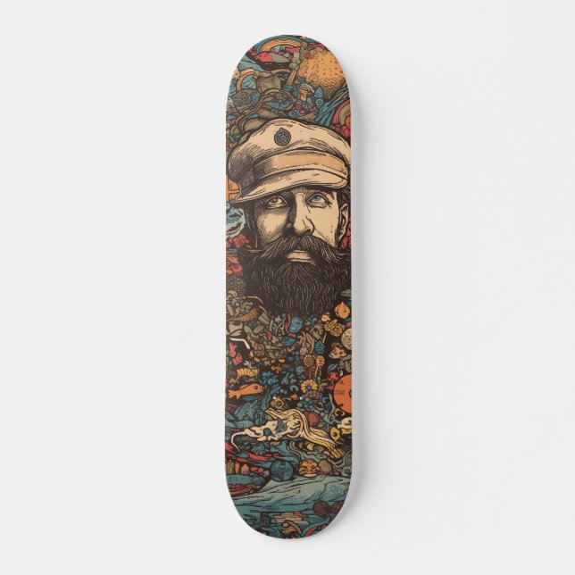 Colourful psychedelic Captain Nemo Skateboard (Front)