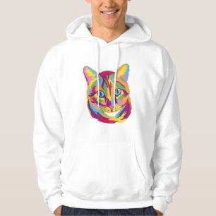 Colourful Psychedelic Cat Face Pop Art Style Hoodie