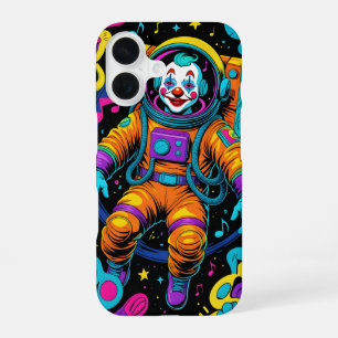 Colourful Psychedelic Clown Astronaut iPhone 16 Case