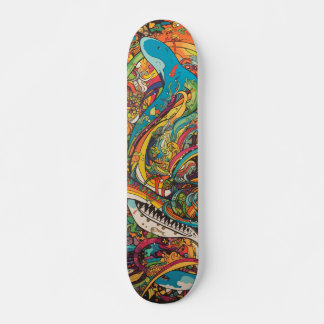 Colourful psychedelic design skateboard