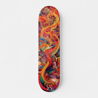 Colourful psychedelic dragons skateboard