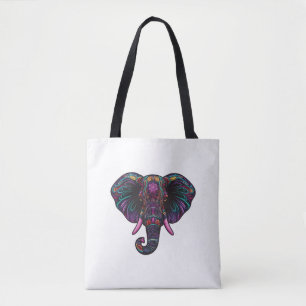 Colourful Psychedelic Elephant Tote Bag