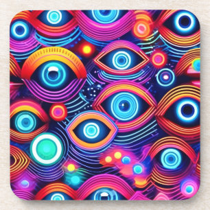 Colourful Psychedelic Eye Pattern Coaster