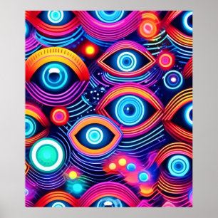 Colourful Psychedelic Eye Pattern Poster