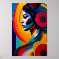 Colourful Psychedelic Female Face AI Generated art