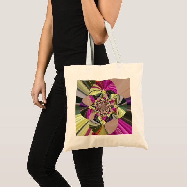 Colourful Psychedelic Floral Pattern Tote Bag (Front (Product))