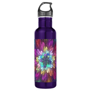 Colourful Psychedelic Flower Abstract Fractal Art 710 Ml Water Bottle