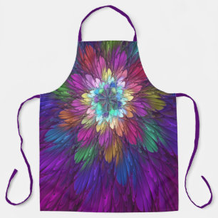 Colourful Psychedelic Flower Abstract Fractal Art Apron
