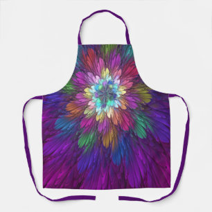Colourful Psychedelic Flower Abstract Fractal Art Apron