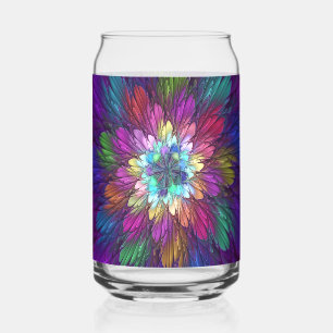 Colourful Psychedelic Flower Abstract Fractal Art Can Glass