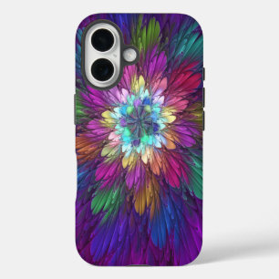 Colourful Psychedelic Flower Abstract Fractal Art iPhone 16 Case