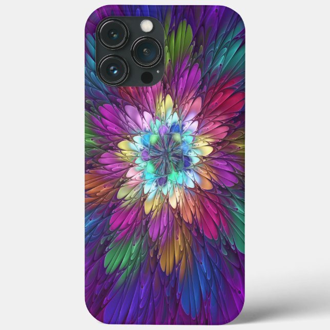 Colourful Psychedelic Flower Abstract Fractal Art Case-Mate iPhone Case (Back)