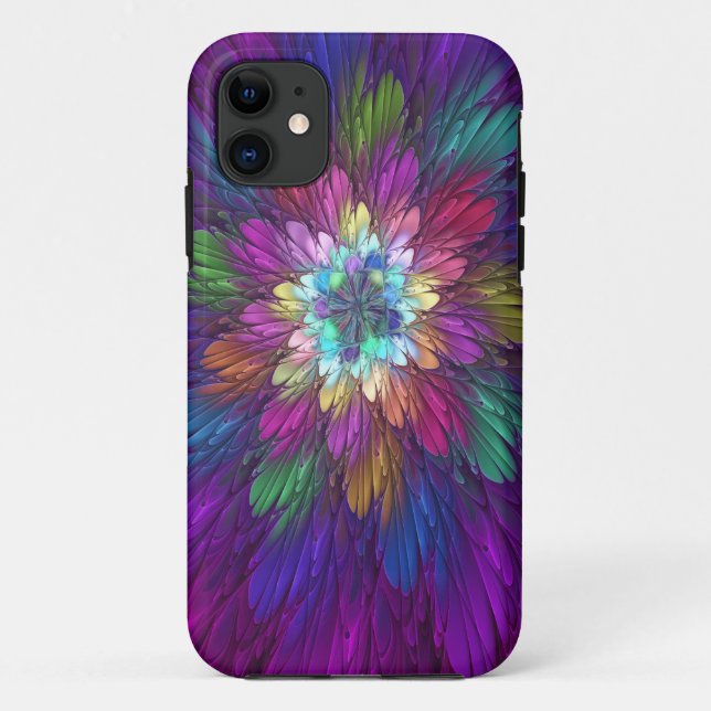 Colourful Psychedelic Flower Abstract Fractal Art Case-Mate iPhone Case (Back)