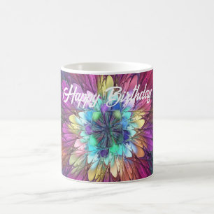 Colourful Psychedelic Flower Abstract Fractal Art Coffee Mug