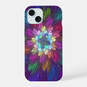 Colourful Psychedelic Flower Abstract Fractal Art iPhone 15 Case