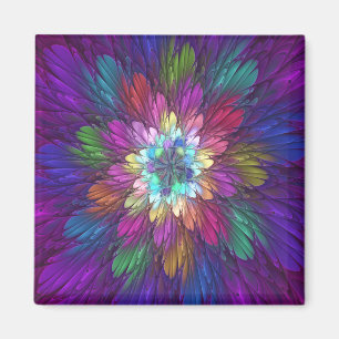 Colourful Psychedelic Flower Abstract Fractal Art Magnet