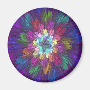 Colourful Psychedelic Flower Abstract Fractal Art Magnet