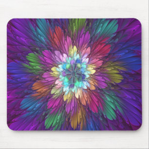 Colourful Psychedelic Flower Abstract Fractal Art Mouse Pad