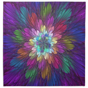 Colourful Psychedelic Flower Abstract Fractal Art Napkin