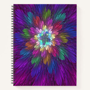 Colourful Psychedelic Flower Abstract Fractal Art Notebook