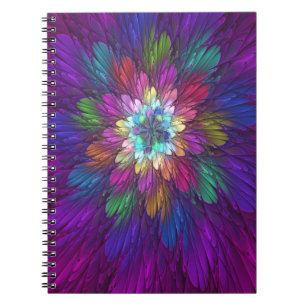 Colourful Psychedelic Flower Abstract Fractal Art Notebook