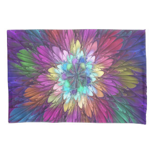 Colourful Psychedelic Flower Abstract Fractal Art Pillowcase