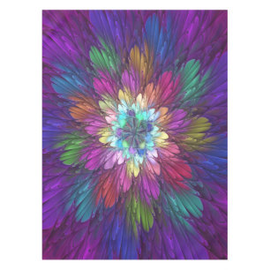 Colourful Psychedelic Flower Abstract Fractal Art Tablecloth