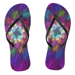 Colourful Psychedelic Flower Abstract Fractal Art Thongs